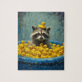Lustiger Waschbär-Gummiente-Pool-Puzzle Puzzle (Vertikal)