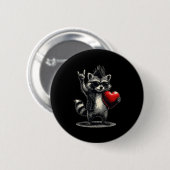 Lustiger Waschbär Herz Punk Rock Valentinstag Männ Button (Vorne & Hinten)