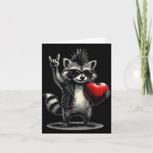Lustiger Waschbär Herz Punkrock Valentinstag Männe Karte