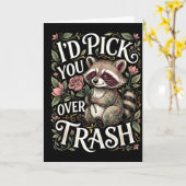 Lustiger Waschbär, ich würde dich gegenüber Müll V Karte (Gelbe Blume)