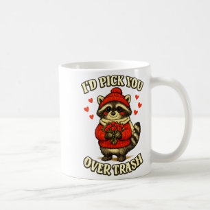 Lustiger Waschbär, ich würde dich über den Müll am Kaffeetasse