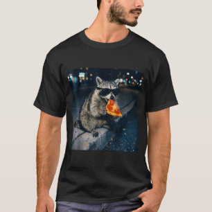 Lustiger Waschbär isst Pizza, süßes Tier Selfie T-Shirt