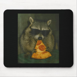 Lustiger Waschbär isst Pizza-Tier-Meme Männer Frau Mousepad