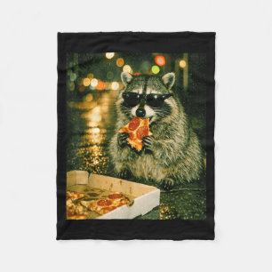 Lustiger Waschbär isst Pizza-Tier-Meme-Müll-Panda Fleecedecke
