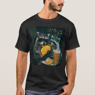 Lustiger Waschbär isst Tacos für Cinco De T-Shirt