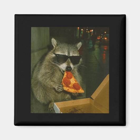 Lustiger Waschbär isst Zza Tier Meme Magnet (Vorne)