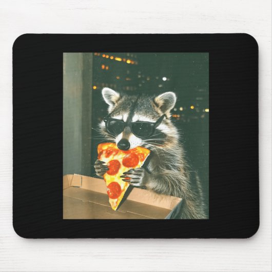 Lustiger Waschbär isst Zza Tier Meme Männer Frauen Mousepad (Vorne)