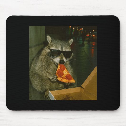 Lustiger Waschbär isst Zza-Tier-Meme Mousepad (Vorne)