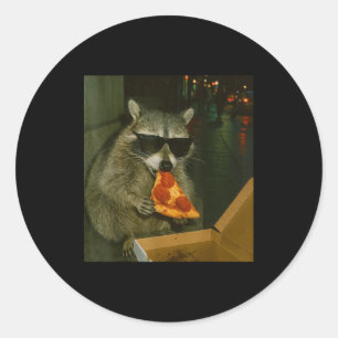 Lustiger Waschbär isst Zza Tier Meme Runder Aufkleber