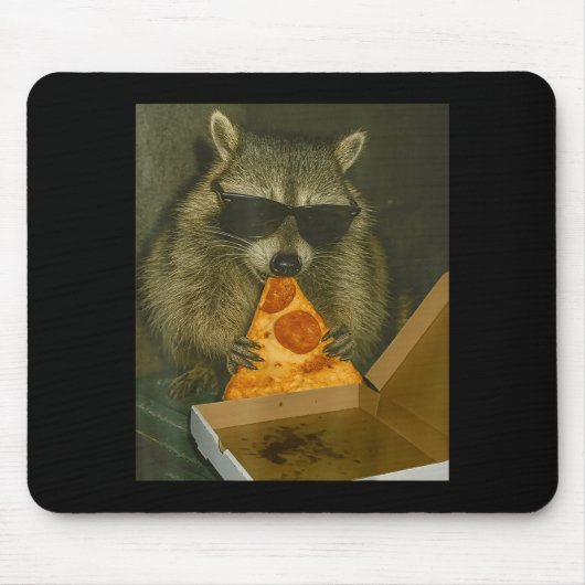 Lustiger Waschbär isst Zza Tier Meme Waschbär  Mousepad (Vorne)