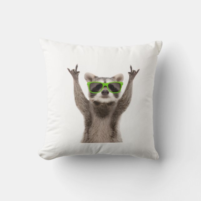 Lustiger Waschbär Kissen (Vorderseite)