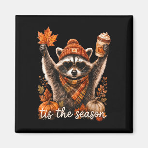 Lustiger Waschbär-Kürbis Herbst Kaffee tis die Sai Magnet