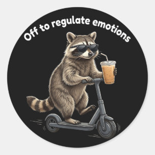 Lustiger Waschbär-Meme, um die Emotionen mental zu Runder Aufkleber