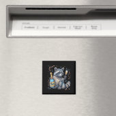 Lustiger Waschbär mit Champagner Disco-Kugel Silve Magnet (In Situ (Geschirrspüler))
