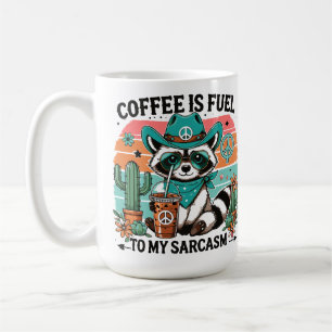 Lustiger Waschbär mit Kaffee und Sarkasmus  Kaffeetasse