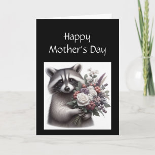 Lustiger Waschbär Muttertag Waschbär Blumen Karte