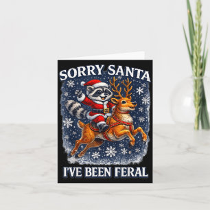 Lustiger Waschbär reitet auf Rentier, sorry Santa  Karte