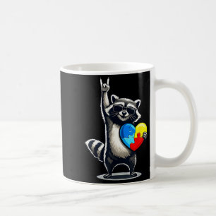Lustiger Waschbär rockt auf Tism Männer Frauen Kin Kaffeetasse