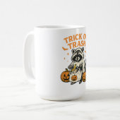 Lustiger Waschbär-Scherz oder Müll Halloween Kaffeetasse (Vorderseite Links)