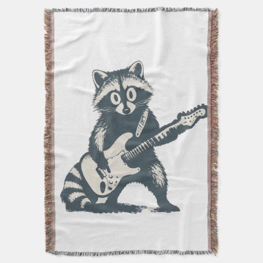 Lustiger Waschbär spielt E-Gitarre Decke (Vorderseite Vertikal)
