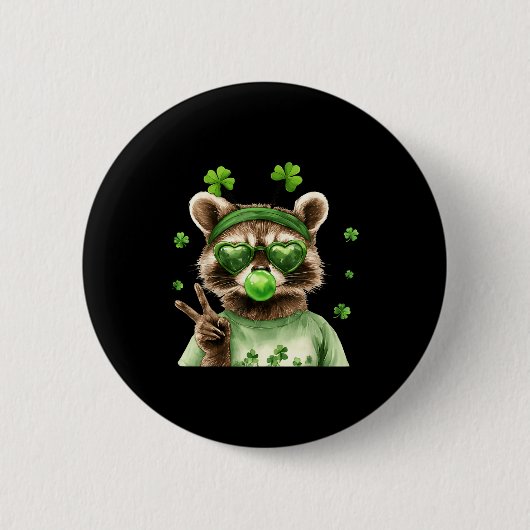 Lustiger Waschbär St. Patrick's Day Glücklicher Ir Button (Vorderseite)
