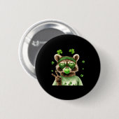 Lustiger Waschbär St. Patrick's Day Glücklicher Ir Button (Vorne & Hinten)