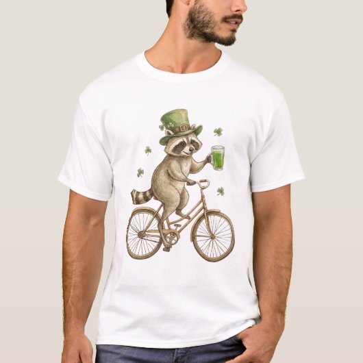 Lustiger Waschbär, St. Patrick's Day Irisches Klee T-Shirt (Vorderseite)