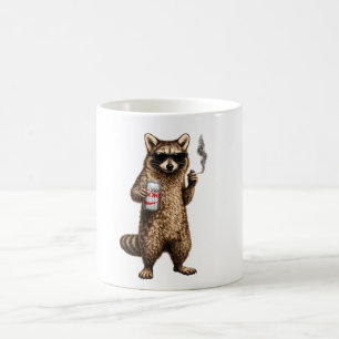 Lustiger Waschbär trinkt Diätgetränk – Coole Sonne Kaffeetasse