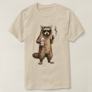 Lustiger Waschbär trinkt Diätgetränk – Coole Sonne T-Shirt