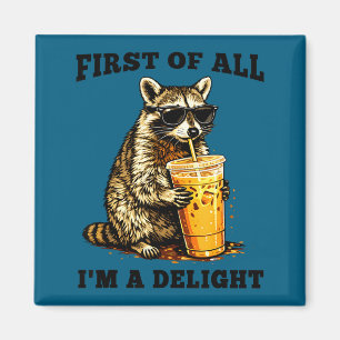 Lustiger Waschbär trinkt Eiskaffee Meme sarkastisc Magnet