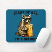 Lustiger Waschbär trinkt Eiskaffee Meme sarkastisc Mousepad (Mit Mouse)