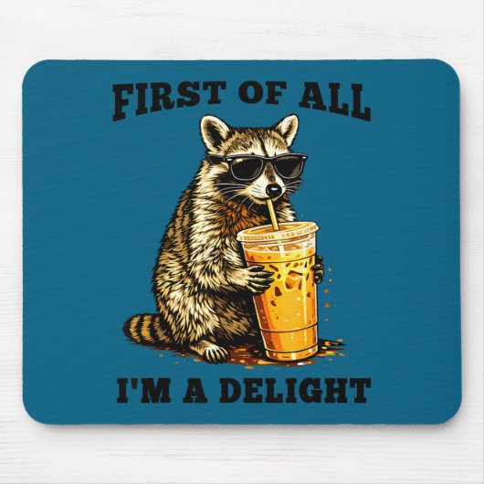 Lustiger Waschbär trinkt Eiskaffee Meme sarkastisc Mousepad (Vorne)