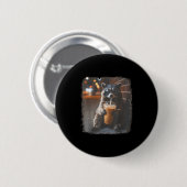 Lustiger Waschbär trinkt Eiskaffee Tier-Meme Männe Button (Vorne & Hinten)