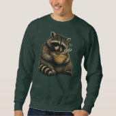 Lustiger Waschbär trinkt heiße Suppe Sweatshirt (Vorderseite)