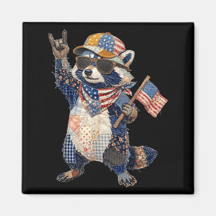 Lustiger Waschbär USA-Flagge patriotisches Tier im Magnet
