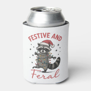 Lustiger Waschbär Weihnachten Wild Meme Xmas  Dosenkühler