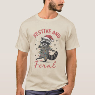 Lustiger Waschbär Weihnachten Wild Meme Xmas  T-Shirt