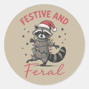 Lustiger Waschbär Weihnachten Wilder Meme Xmas  Runder Aufkleber