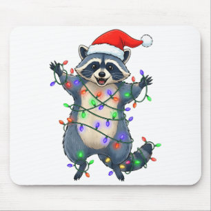 Lustiger Waschbär Weihnachtsmann Hut Weihnachtsbau Mousepad