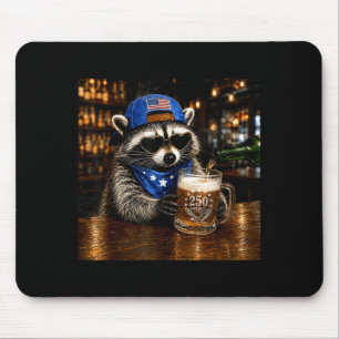 Lustiger Waschbär Western 4. Juli Jubiläum Bier Mousepad