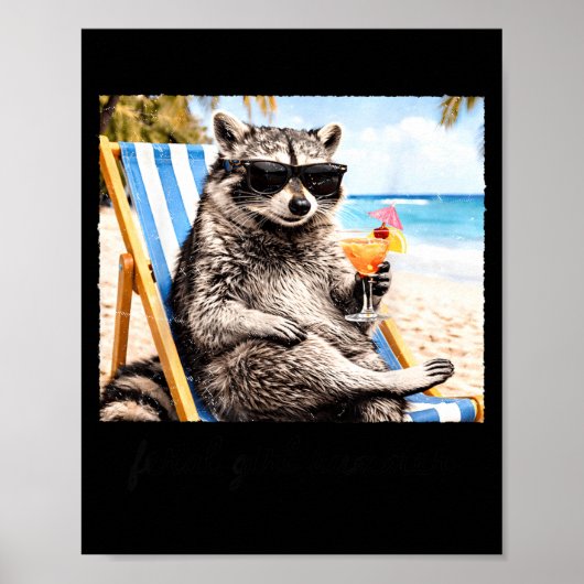 Lustiger Waschbär Wilde Mädchen Sommer Stimmung Ch Poster (Vorne)