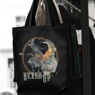 Lustiger Wasserfarben Gruselhexenbesen Halloween Tasche