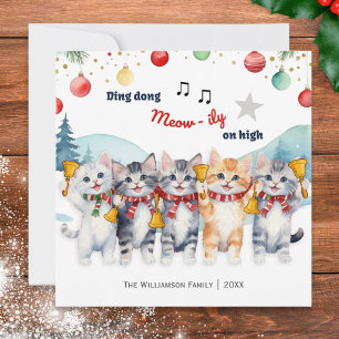 Lustiger Wasserfarben Katzen Chor Weihnachten