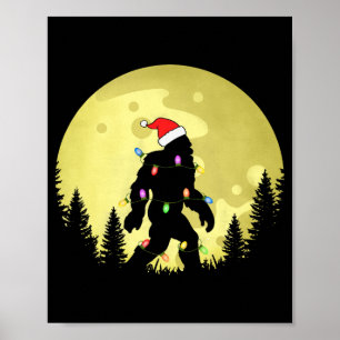 Lustiger Weihnachten Bigfoot Santa Hut Mond Sasqua Poster