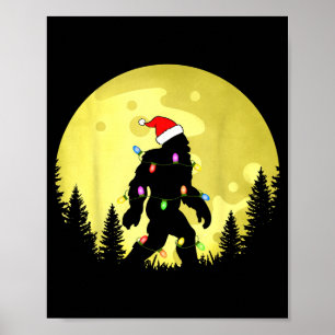Lustiger Weihnachten Bigfoot Santa Hut Mond Sasqua Poster