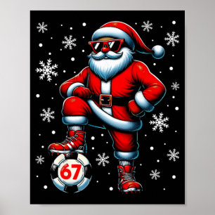 Lustiger Weihnachten Fußball Cool Santa Claus 6 7  Poster