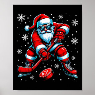 Lustiger Weihnachten Hockey Cooler Santa Claus 6 7 Poster