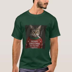 Lustiger Weihnachten rauchende Katze sarkastischer T-Shirt