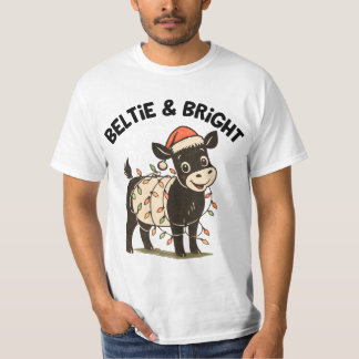 Lustiger Weihnachten Retro-Gürtel-Galloway Beltie T-Shirt