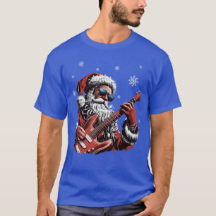 Lustiger Weihnachten Rock Santa Claus spielt Gitar T-Shirt